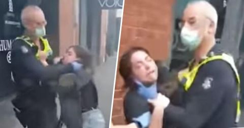 Mujer protagoniza altercado con la policía por no llevar mascarilla.