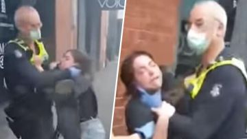 Mujer protagoniza altercado con la policía por no llevar mascarilla.