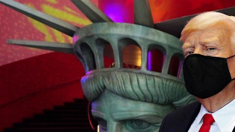 Trump con máscara permanente en NYC