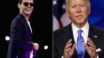 El cantante Marc Anthony y el exvicepresidente Joe Biden.