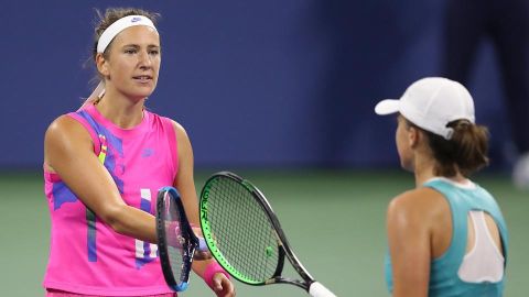 La bielorrusa Victoria Azarenka , tras vencer a la joven polaca Iga Swiatek.