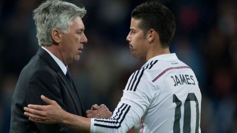 James Rodríguez y Carlo Ancelotti, tercer encuentro.