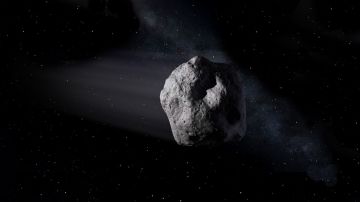 La ilustración muestra un asteroide cercano a la Tierra.