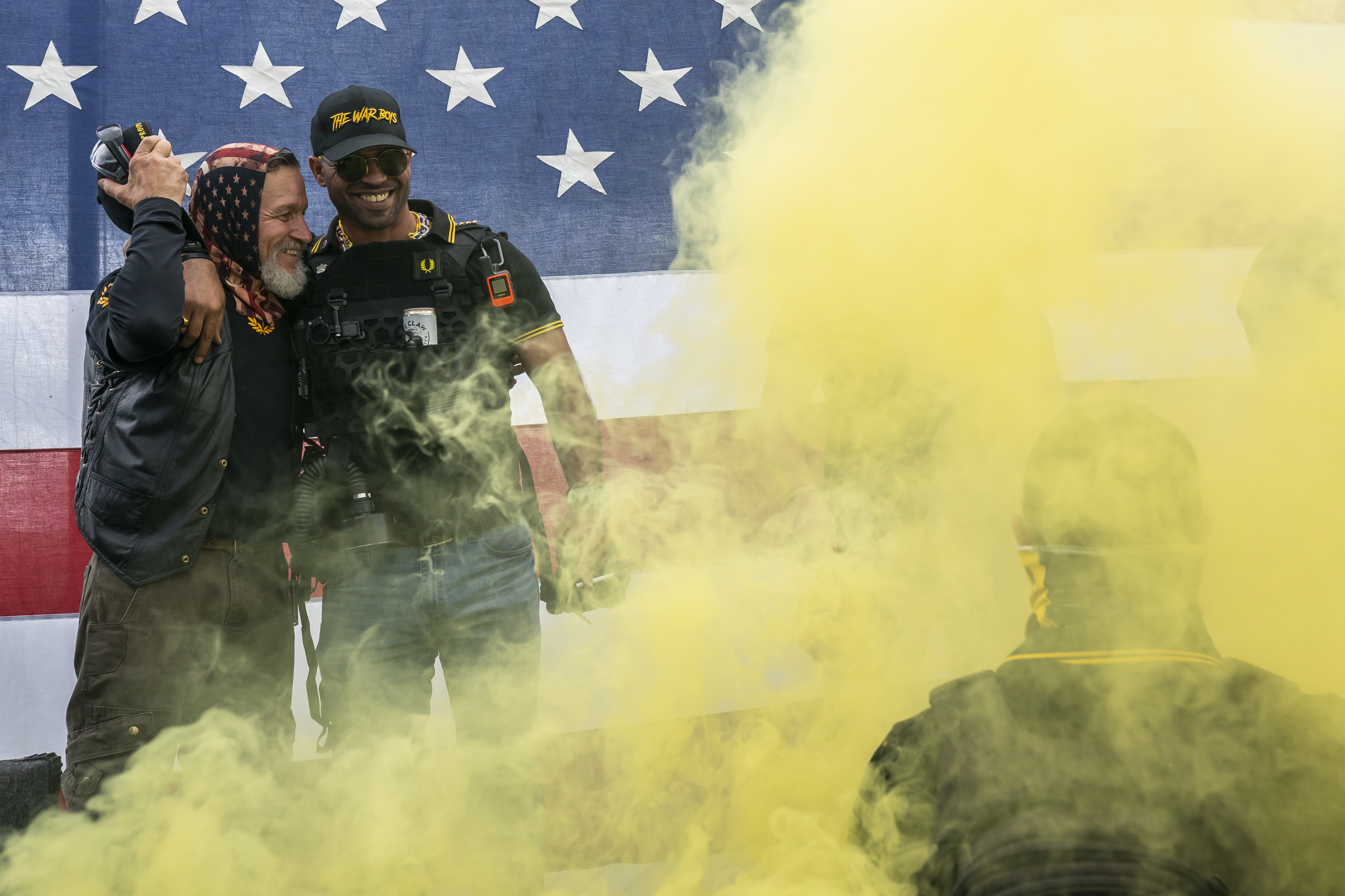 Enrique Tarrio en una marcha de los Proud Boys en Portland.