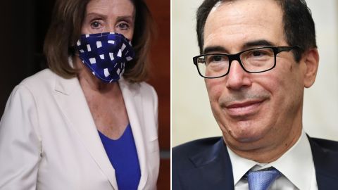 La presidenta de la Cámara, Nancy Pelosi, y el secretario del Tesoro, Steven Mnuchin, continuarán el diálogo este miércoles.