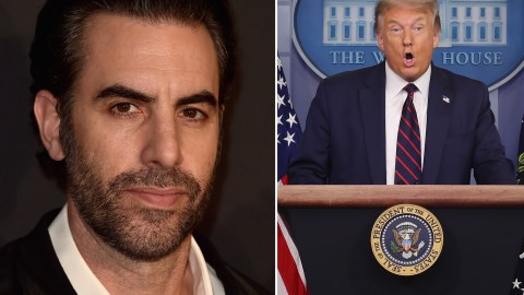 Sacha Baron Cohen y el presidente Donald Trump.
