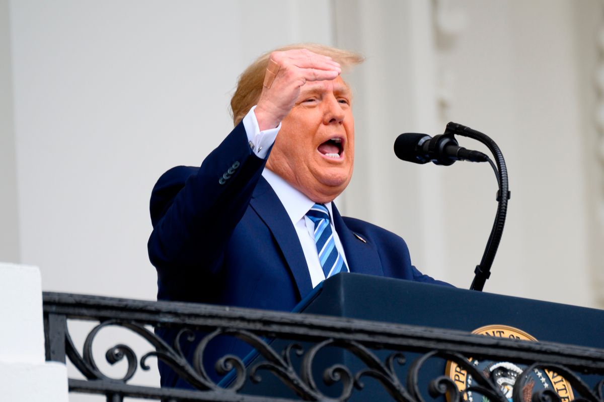 Imágenes del primer discurso público de Trump desde que fue diagnosticado con COVID-19. (Efe / Erin Scott) 