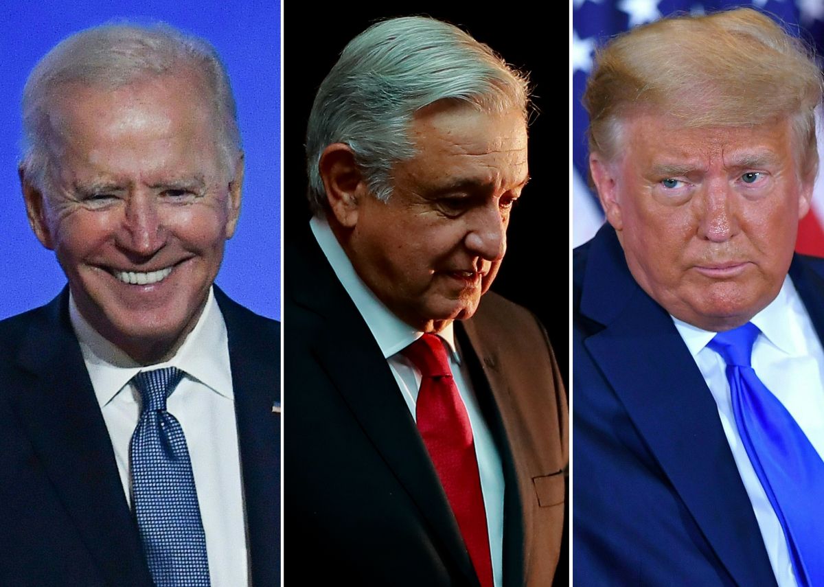 El presidente electo Joe Biden, el presidente mexicano Andés Manuel López Obrador y el presidente Donald Trump.