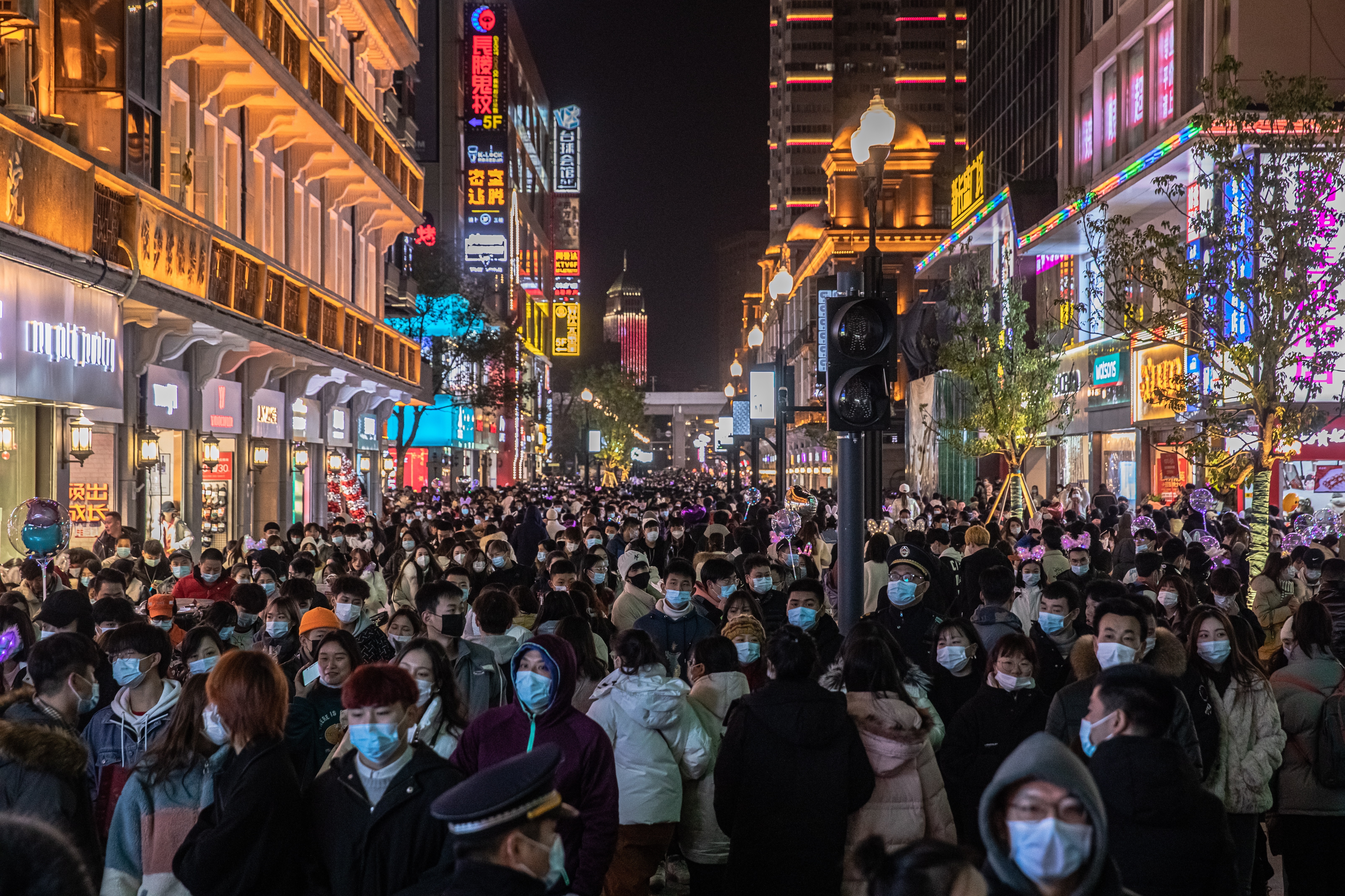 Fiesta de fin de año en Wuhan.