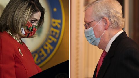 Nancy Pelosi y Mitch McConnell son dos de los negociadores del paquete de estímulo.