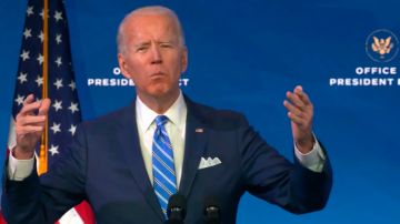 Joe Biden durante su mensaje ayer en Wilmington, Delaware.