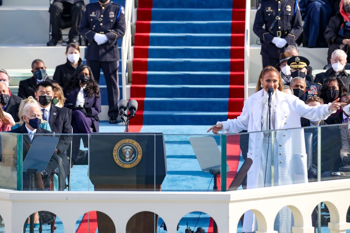 Jennifer Lopez en la inauguración de Biden.