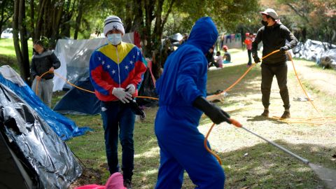 Campamento de venezolanos en Colombia.