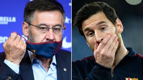 Josep María Bartomeu y Lionel Messi