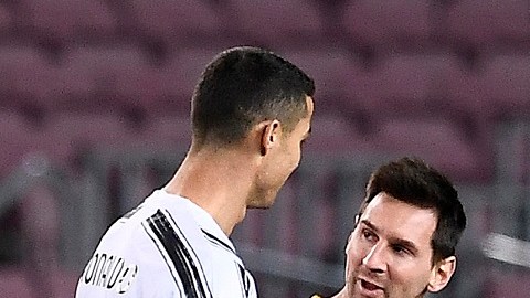Messi y Cristiano en el Camp Nou.