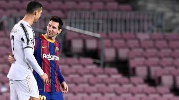Messi y Cristiano en el Camp Nou.