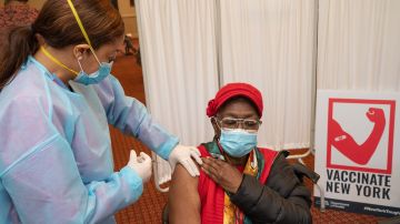 New Yorkers receive COVID-19 vaccines at New York State Vaccination Site in Mt. Vernon..