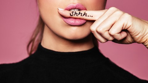 Shh!,Women's,Secrets.,Cropped,Shot,Of,Female,With,Finger,In