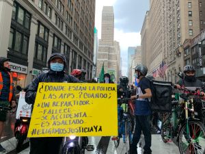 'Deliveristas' de Nueva York se tomaron las calles para exigir justicia, protecciones y seguridad