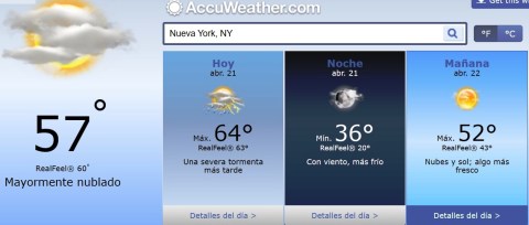 Pronóstico hoy y mañana en NYC.