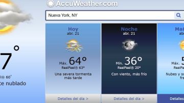 Pronóstico hoy y mañana en NYC.