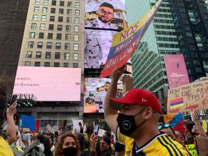 Colombianos de Nueva York apoyan manifestaciones de sus connacionales