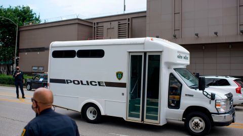 A police vehicle parks outside of the Chinese consulate in Houston, Texas, on July 24, 2020, after the US State Department ordered China to close it. - The US ordered China to close its Houston consulate, Beijing said on July 22, in what it called a "political provocation" that will further harm diplomatic relations. (Photo by Mark Felix / AFP) (Photo by MARK FELIX/AFP /AFP via Getty Images)