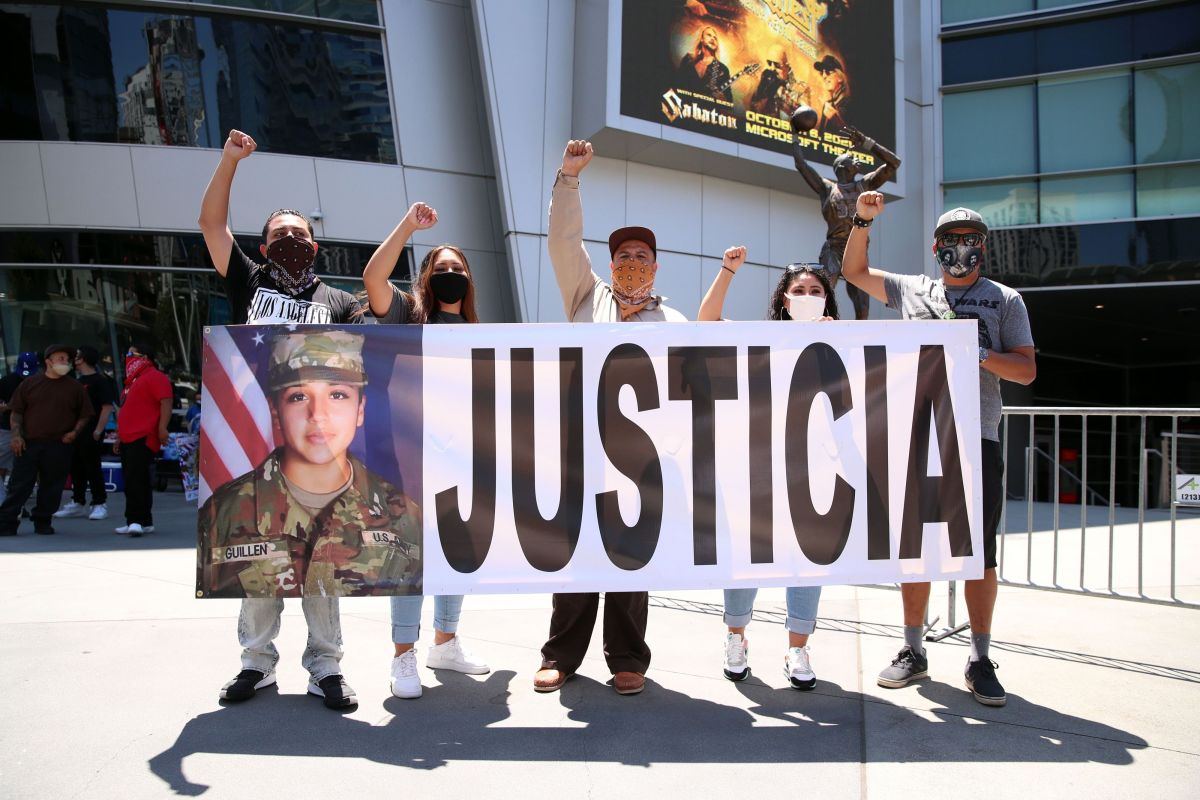Una protesta en Los Angeles, California, en reclamo de justicia para la soldado asesinada en Fort Hood, Vanessa Guillén.