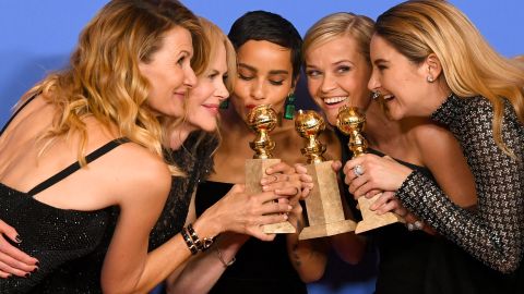 En la fotografía posan con sus Globos de Oro las protagonistas de "Big Little Lies".