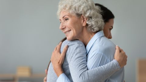 Happy,Elderly,Mom,And,Grown-up,Daughter,Hug,Embrace,Make,Peace