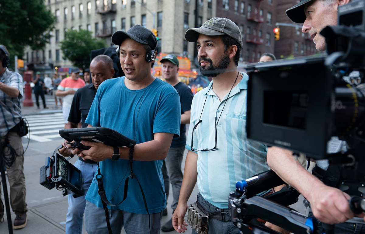 Jon M. Chu y Lin-Manuel Miranda durante el rodaje de In the Heights.