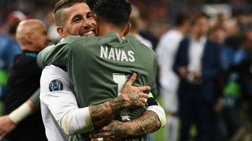 Ramos y Navas celebrando una de las tres Champions que ganaron en el Madrid.