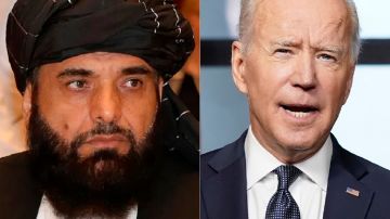 Suhail Shaheen, portavoz del Talibán, y el presidente Joe Biden.
