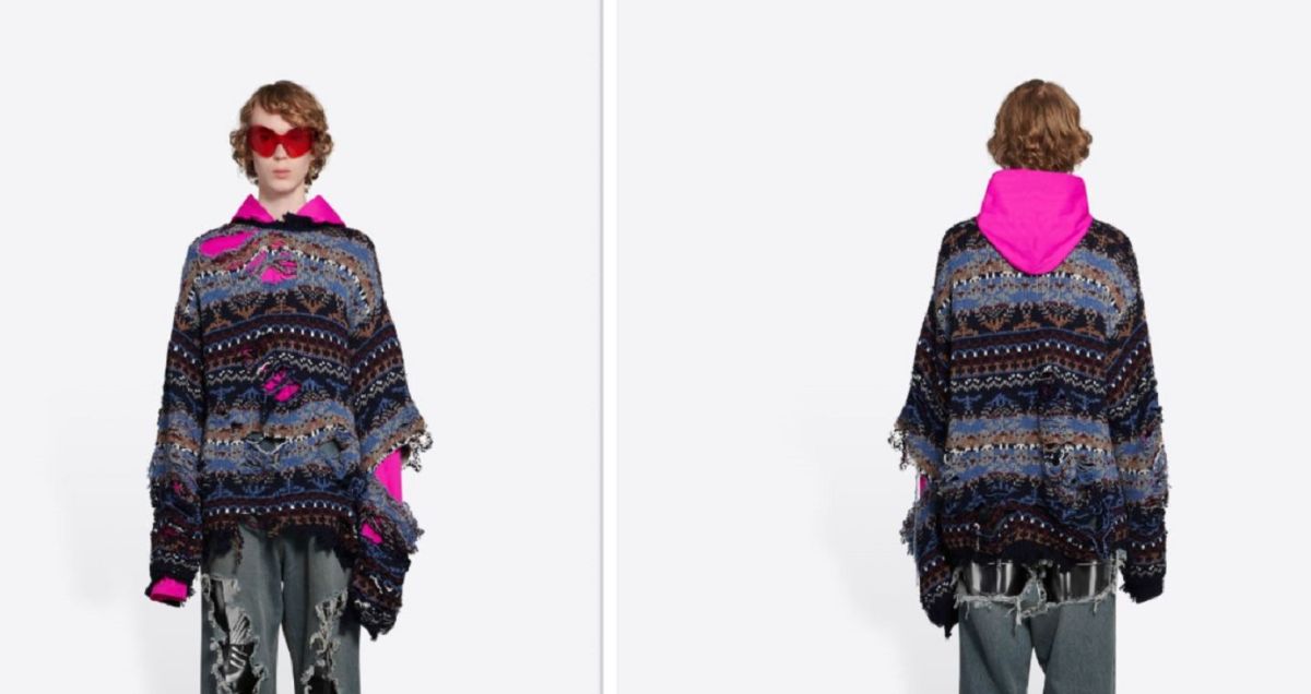 Este suéter roto de Balenciaga cuesta $1,400 dólares.