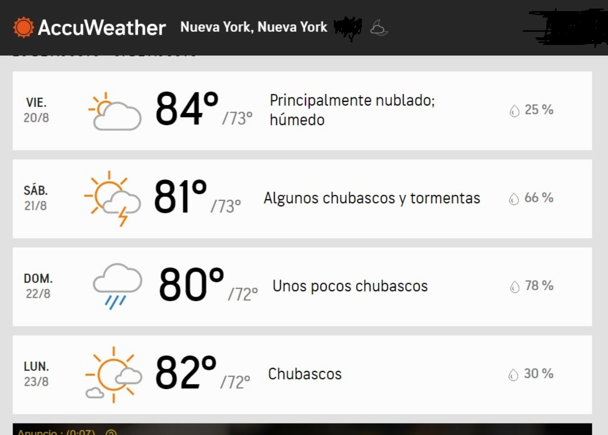 clima ayer en new york