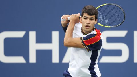 Carlos Alcaraz durante su partido del US Open contra Peter Gojowczyk.