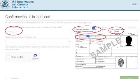 El sistema de ICE es en inglés y español.