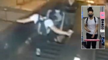 Video muestra a hombre pateando a mujer en escaleras eléctricas del metro de Brooklyn