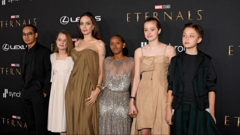 Maddox, Vivienne, Zahara, Shiloh, and Knox Jolie-Pitt in the Marvel's "Eternals" World Premiere with Angelina Jolie.