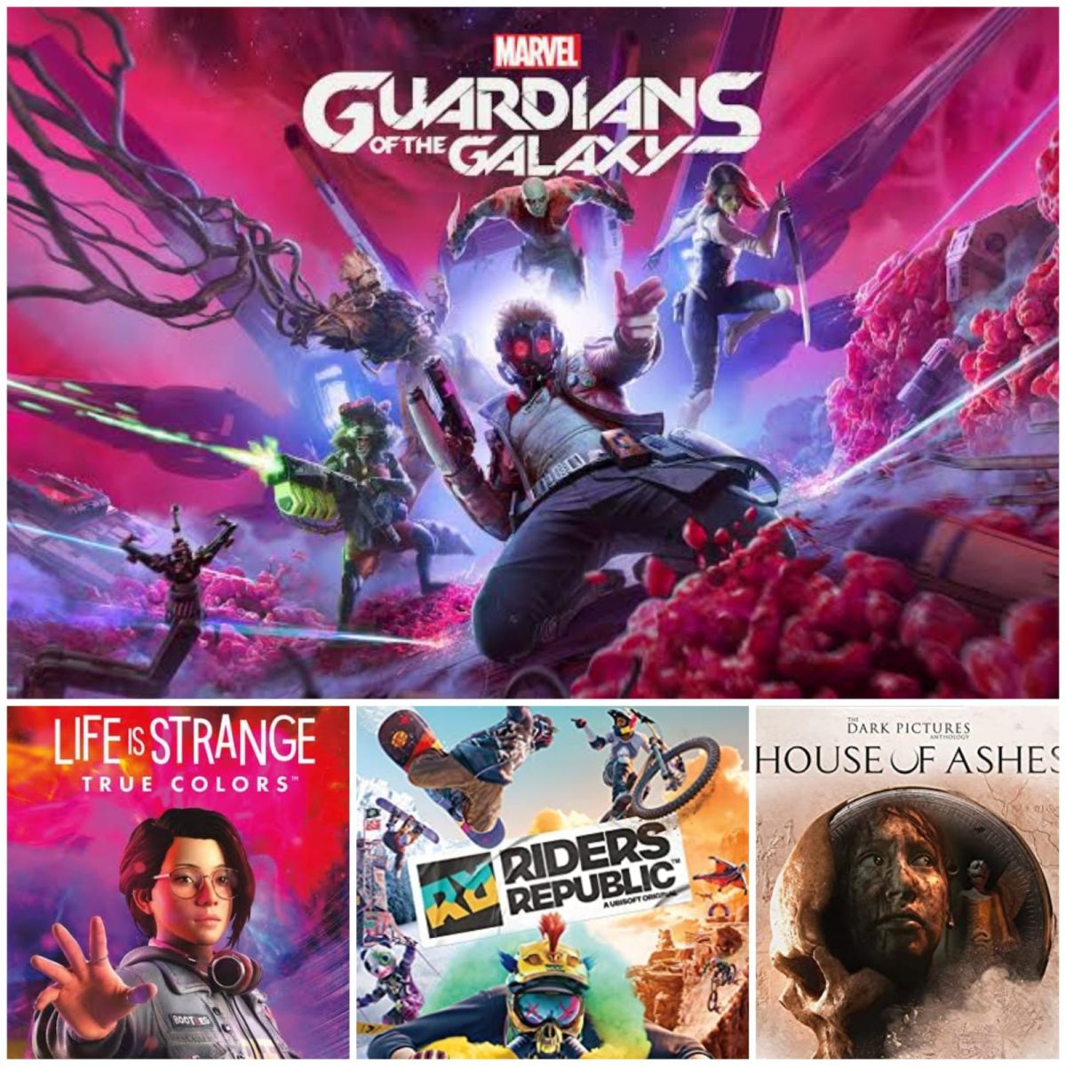 Guardians of the Galaxy, Riders Republic, The Dark Pictures Anthology: House of Ashes y Life is Strange: True Colors.
