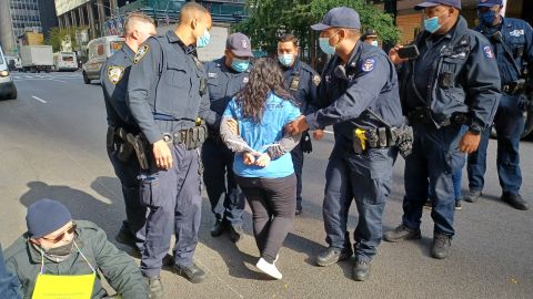 En una iniciativa de presión nacional protestantes cerraron el tráfico en la Tercera Avenida de Manhattan.