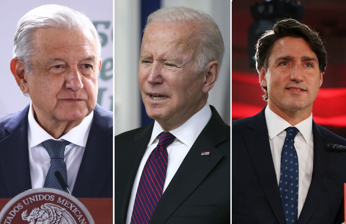 Los presidentes Andrés Manuel López Obrador, Joe Biden y el primer ministro Justin Trudeau.