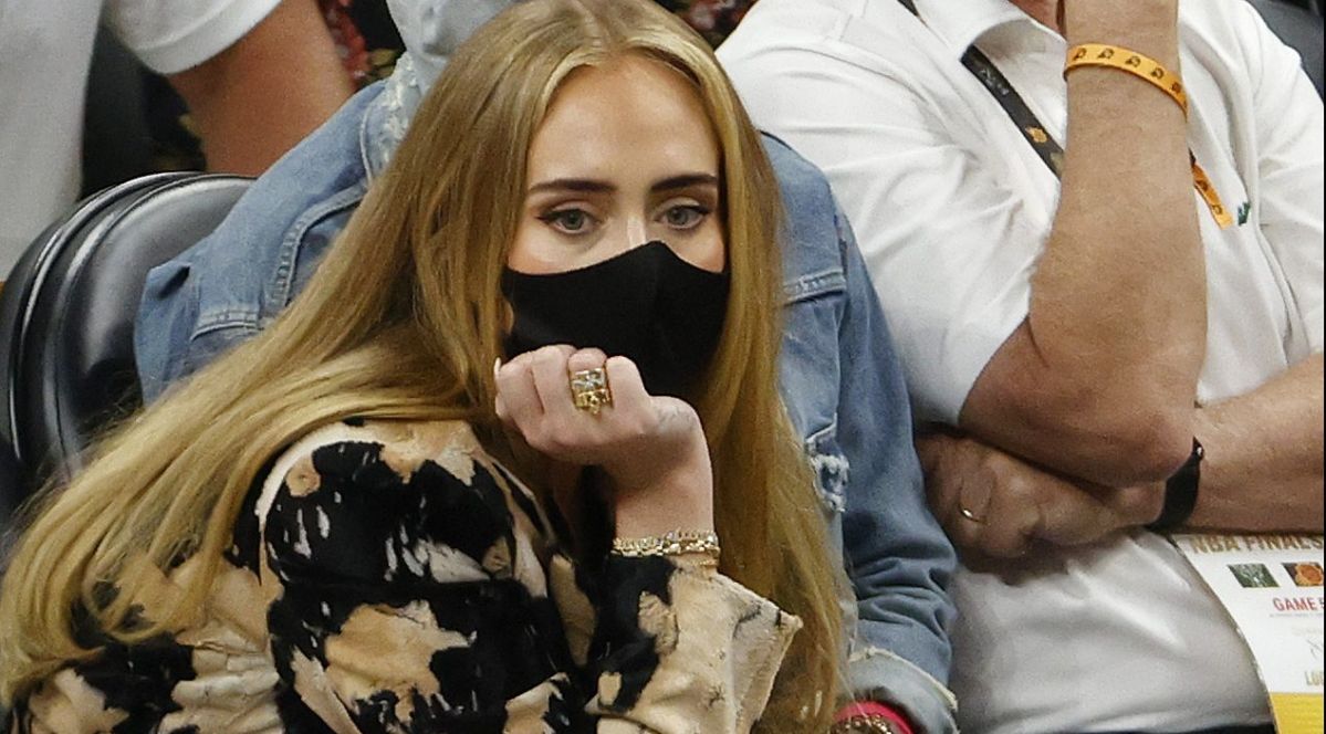 Adele attends Game 5 of the NBA Finals between the Milwaukee Bucks and Phoenix Suns.