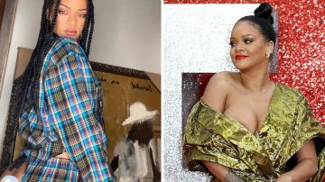 Rihanna modela pijama navideña de Savage x Fenty con un trasero completamente expuesto.
