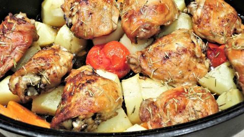 Muslos de pollo asados