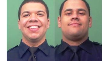 Oficiales NYPD Jason Rivera y Wilbert Mora.