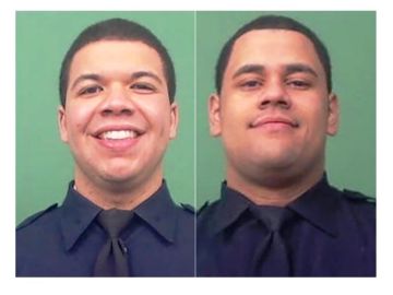 Oficiales NYPD Jason Rivera y Wilbert Mora.