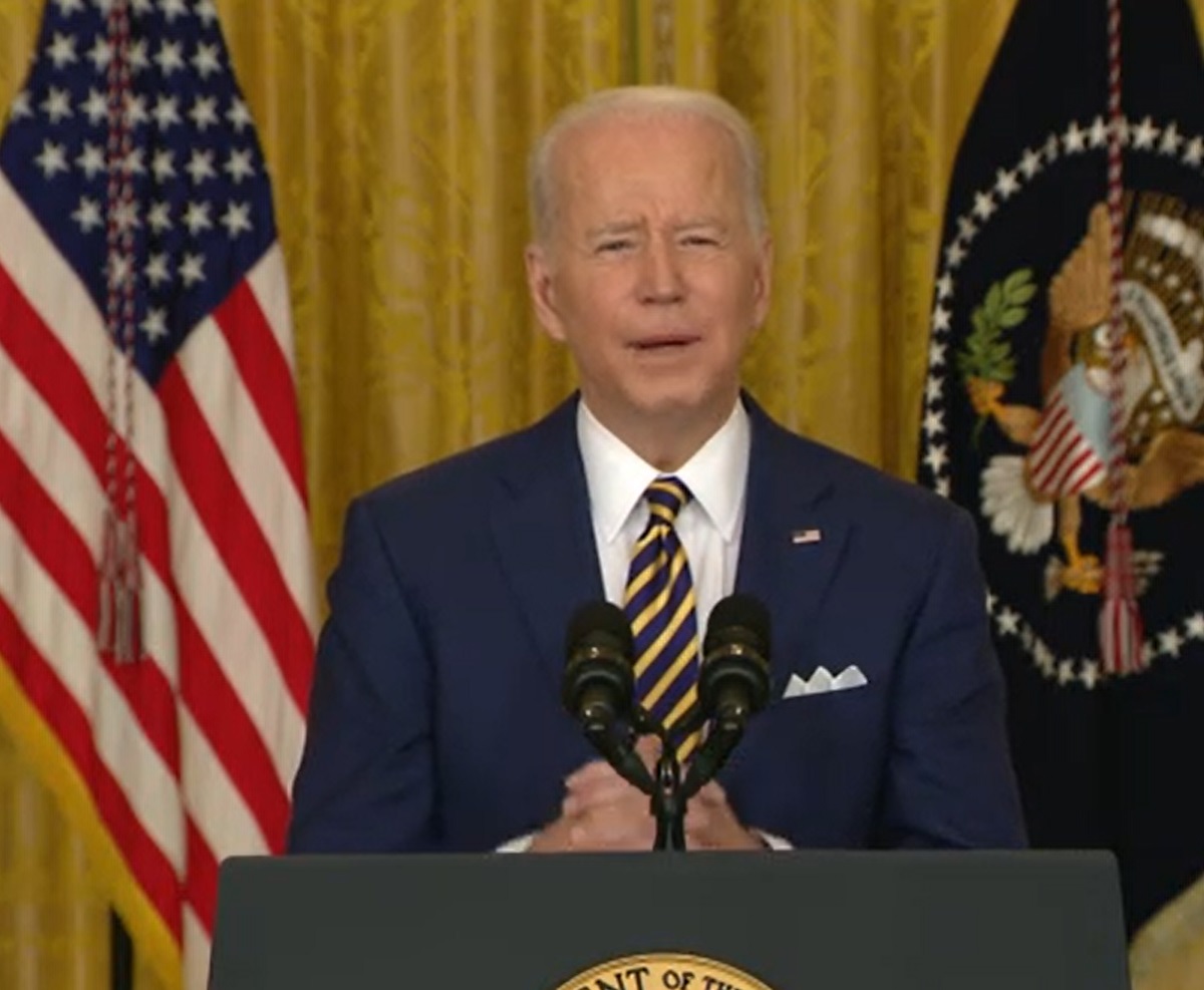 El presidente Joe Biden durante su discurso de primer año de gobierno.