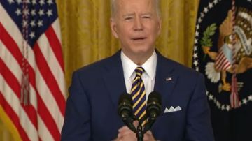 El presidente Joe Biden durante su discurso de primer año de gobierno.