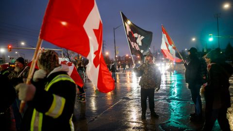 Protest Blockade At The Ambassador Bridge Between Canada And U.S. Continues